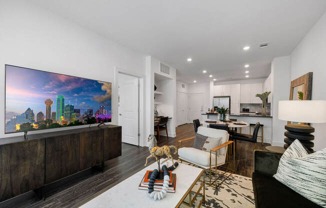 a living room with a couch and a tv