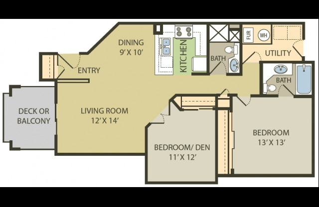 2 beds, 2 baths, 980 sqft, $1,585