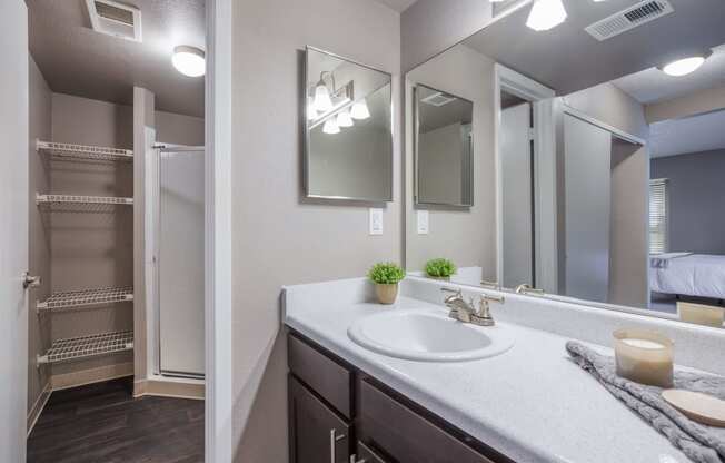 Model Unit Bathroom at Greensview Apartments in Aurora, Colorado, CO
