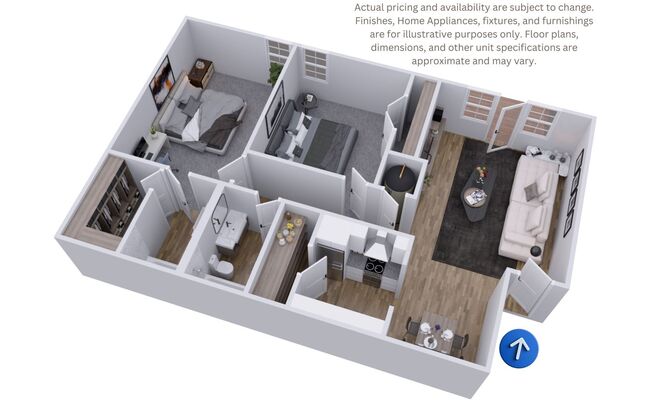 2 beds, 2 baths, 1,140 sqft, $1,549, Unit 309F