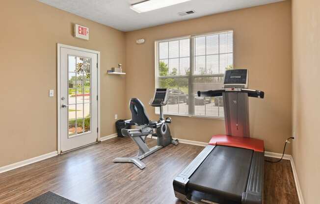 Fitness room with treadmills and bikes at The Reserves of Thomas Glen, Shepherdsville, KY, 40165