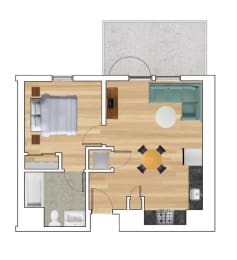 1 bed, 1 bath, 640 sqft, $2,554