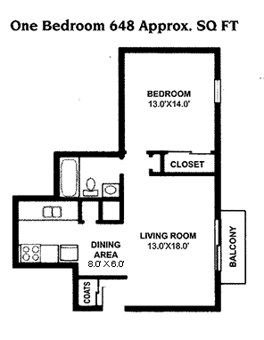 1 bed, 1 bath, 648 sqft, $900