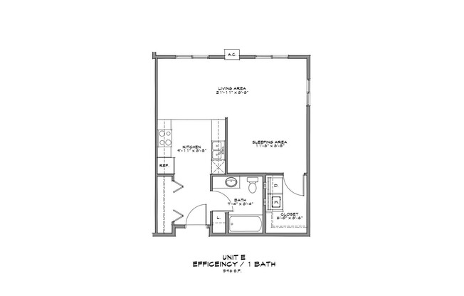 1 bed, 1 bath, 596 sqft, $850, Unit 214