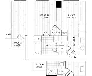 Studio, 1 bath, 523 sqft, $2,475