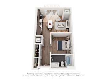 1 bed, 1 bath, 544 sqft, $1,353