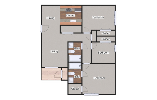 The Camilla: Beds - 3: Baths - 2: SqFt Range - 960 to 960