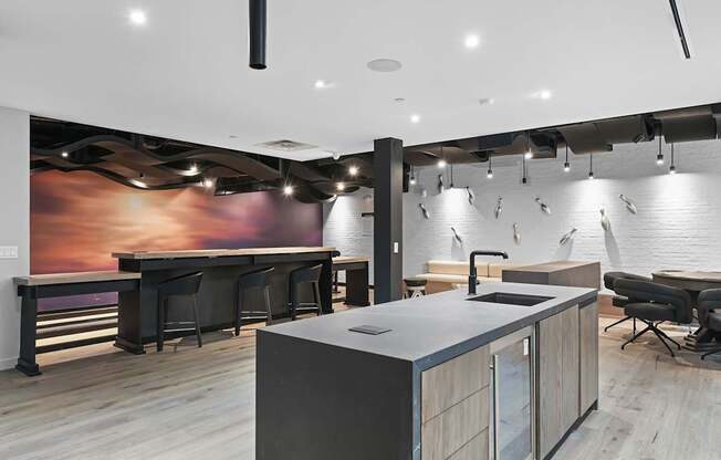 Social kitchen in gaming lounge