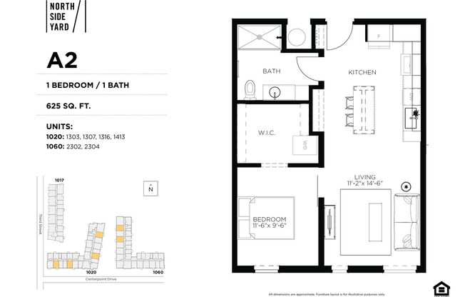 1 bed, 1 bath, 625 sqft, $1,350