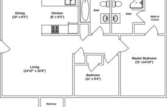 2 beds, 2 baths, 915 sqft, $840