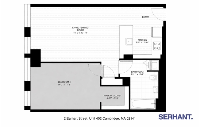 1 bed, 1 bath, 800 sqft, $3,600, Unit 402
