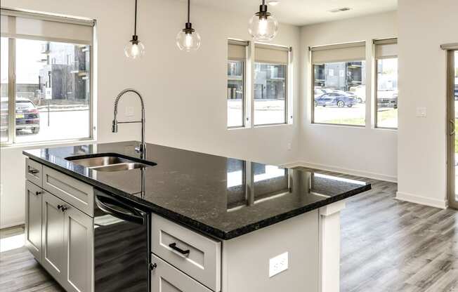 Large stylish kitchens with stainless steel appliances at Edge 204 Apartments in Omaha, NE