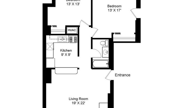 2 beds, 1 bath, 950 sqft, $3,500, Unit 875-C2