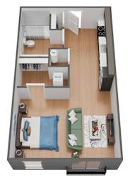 Studio, 1 bath, 477 sqft, $950