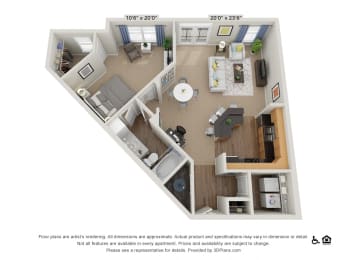 1 bed, 1 bath, 955 sqft, $1,521