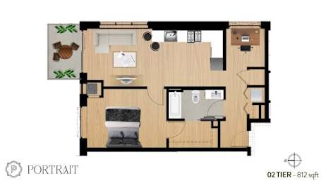 1 bed, 1 bath, 817 sqft, $2,257