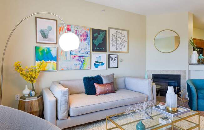 Stylishly Furnished Living Room with Fireplace | Canton Woods