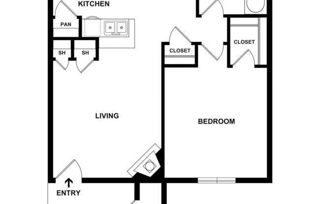 1 bed, 1 bath, 643 sqft, $860