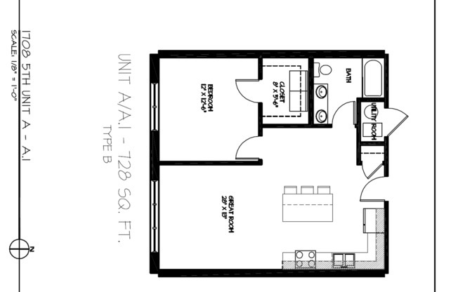 1 bed, 1 bath, 728 sqft, $1,195, Unit 1708-203