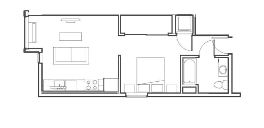 Studio, 1 bath, 526 sqft, $1,436