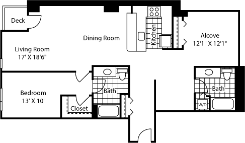 2 beds, 2 baths, 1,325 sqft, $3,856, Unit 1301