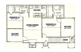 2 beds, 2 baths, 1,050 sqft, $1,940, Unit 0622
