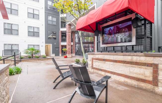 outdoor patio and social area at The Core apartments