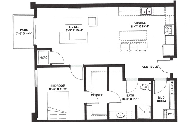 1 bed, 1 bath, 855 sqft, $2,099, Unit 510