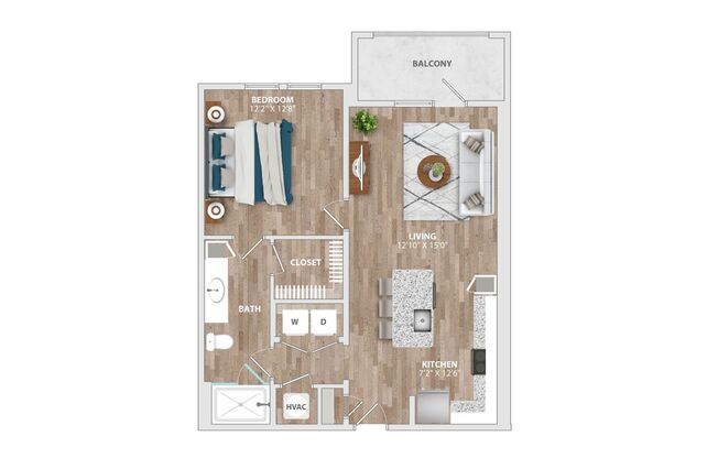 1 bed, 1 bath, 773 sqft, $1,259, Unit 1-305