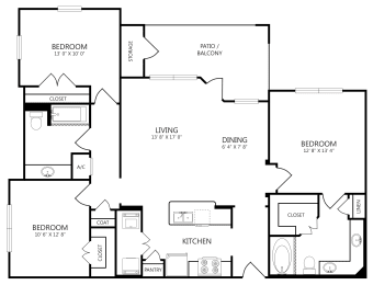 3 beds, 2 baths, 1,343 sqft, $1,770