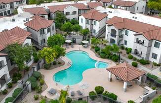 Aerial view of a swimming pool at Dobson 2222, Chandler, 85286