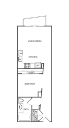 1 bed, 1 bath, 744 sqft, $1,415