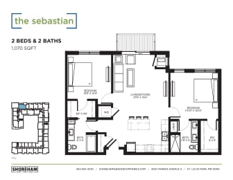 2 beds, 2 baths, 1,070 sqft, $2,458