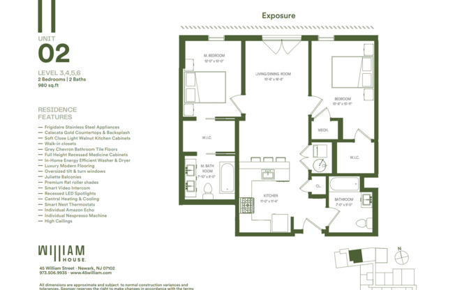 2 beds, 2 baths, 980 sqft, $2,850, Unit 302