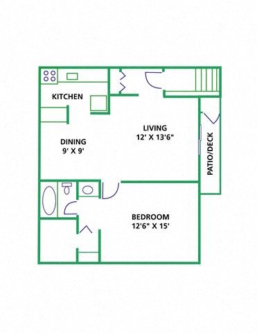 1 bed, 1 bath, 750 sqft, $987
