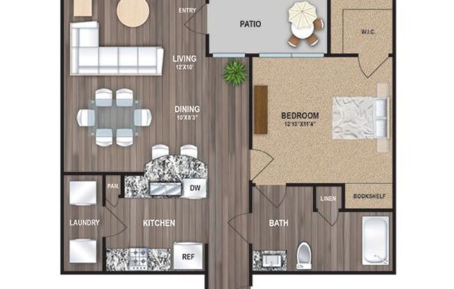 1 bed, 1 bath, 757 sqft, $1,291