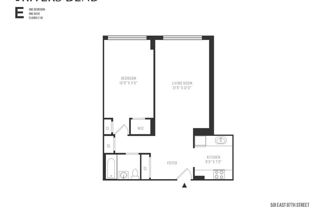 1 bed, 1 bath, 770 sqft, $5,500, Unit 2E