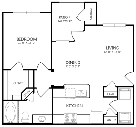 1 bed, 1 bath, 723 sqft, $1,085