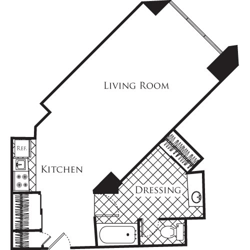 Studio, 1 bath, 539 sqft, $1,785, Unit 739