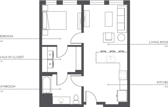 1 bed, 1 bath, 716 sqft, $1,850, Unit 310