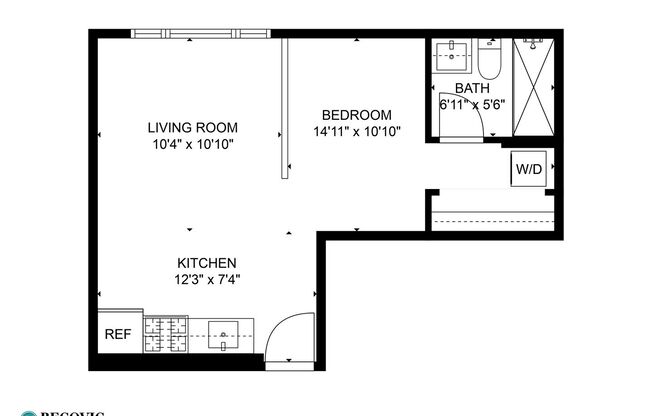 1 bed, 1 bath, 363 sqft, $1,695, Unit 404
