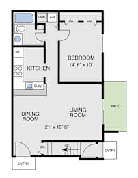 1 bed, 1 bath, 756 sqft, $1,351