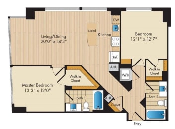 2 beds, 2 baths, 1,163 sqft, $3,352