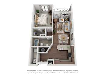 1 bed, 1 bath, 833 sqft, $2,011