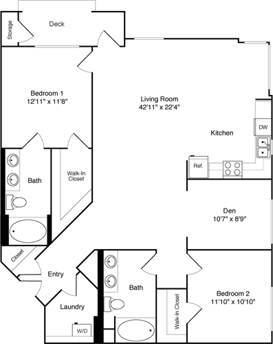 2 beds, 2 baths, 1,461 sqft, $3,842, Unit 300