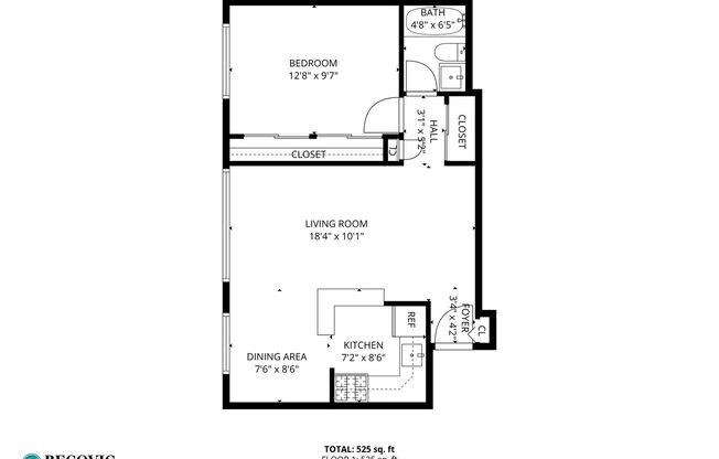 1 bed, 1 bath, 525 sqft, $1,800, Unit 545
