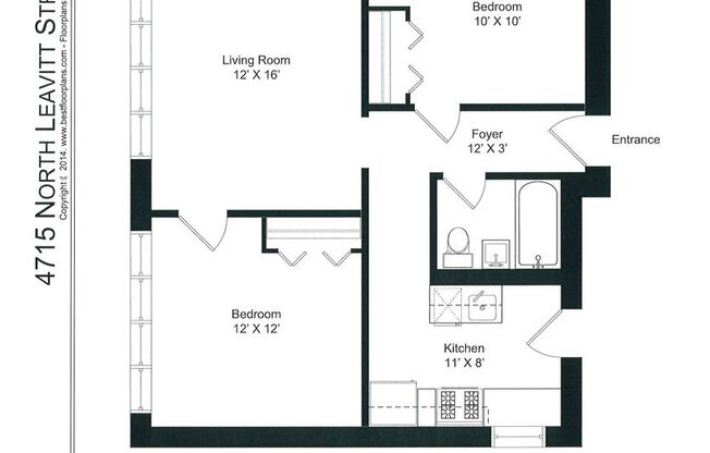 2 beds, 1 bath, 770 sqft, $2,100, Unit 4715-2