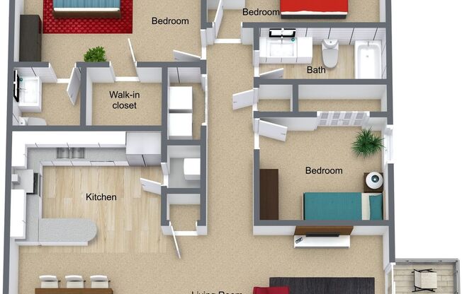 3 beds, 2 baths, 1,100 sqft, $1,156, Unit 0208