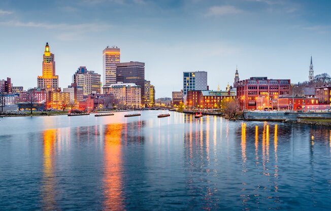 a view of the providence skyline from across the river