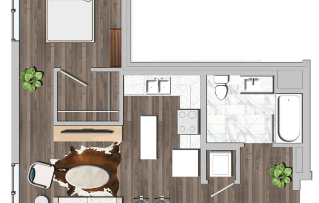 Studio, 1 bath, 599 sqft, $2,105, Unit 440